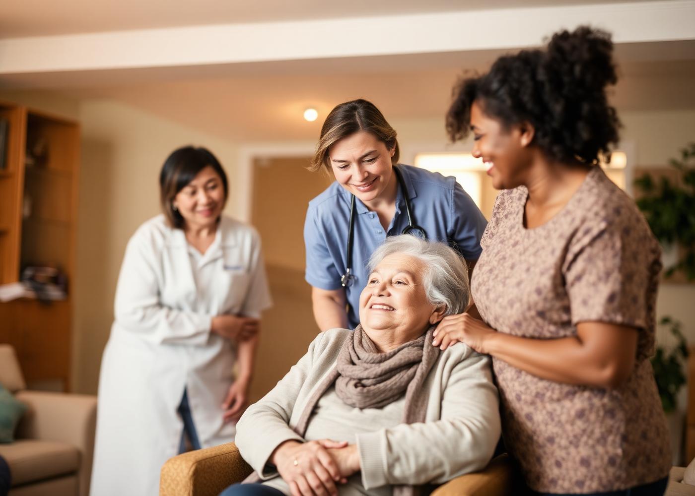 Care team supporting a resident