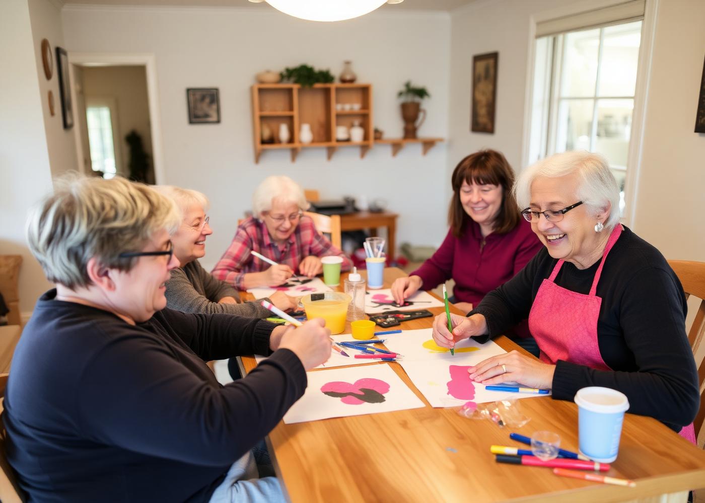 Residents enjoying a craft activity together